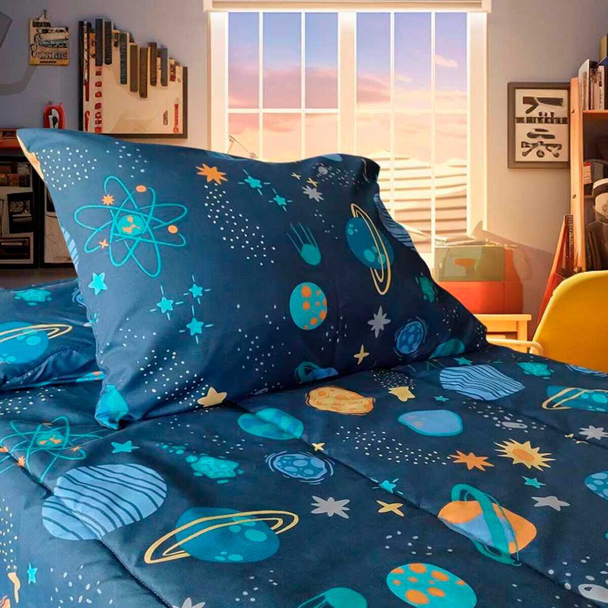 Plum&oacute;n Illusions 1,5 plazas Infantil Galaxy Azul