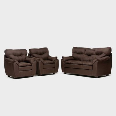 Juego de Living Almore Belén Sofá 3 Cuerpos + Dos Sillones 1 Cuerpo Café
