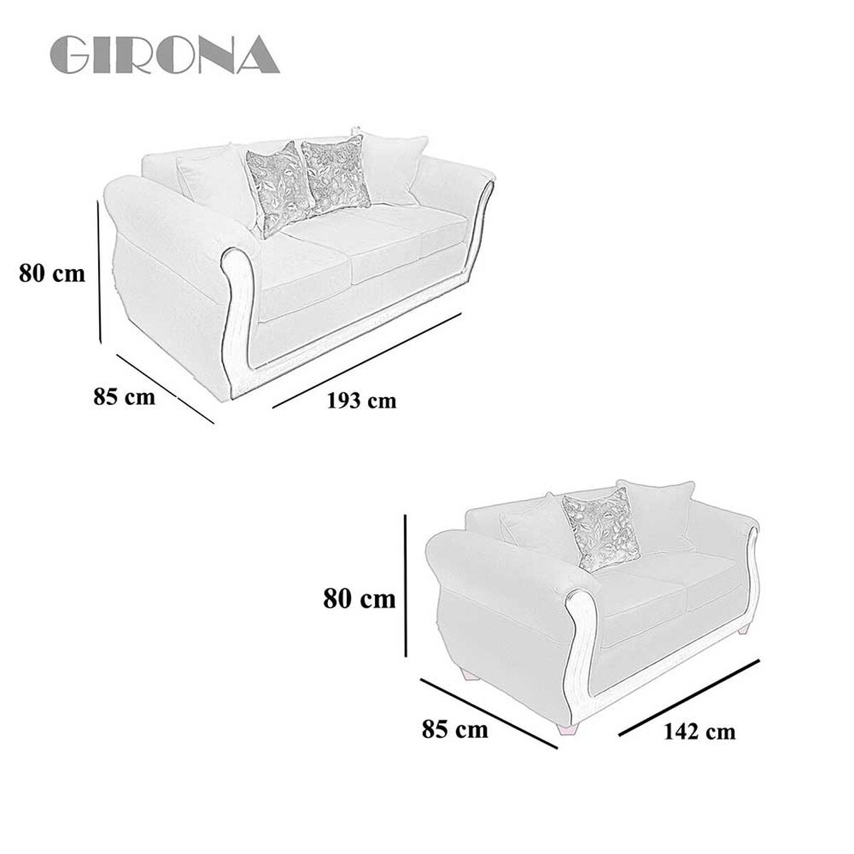 Juego de Living Elegant Detail Girona Sofá 3 Cuerpos + Sofá 2 Cuerpos Gris