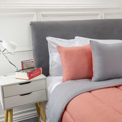 Imagen 2 del producto Set Plumón Bicolor + 2 Cojines Casanova 2 Plazas Liso Coral Gris