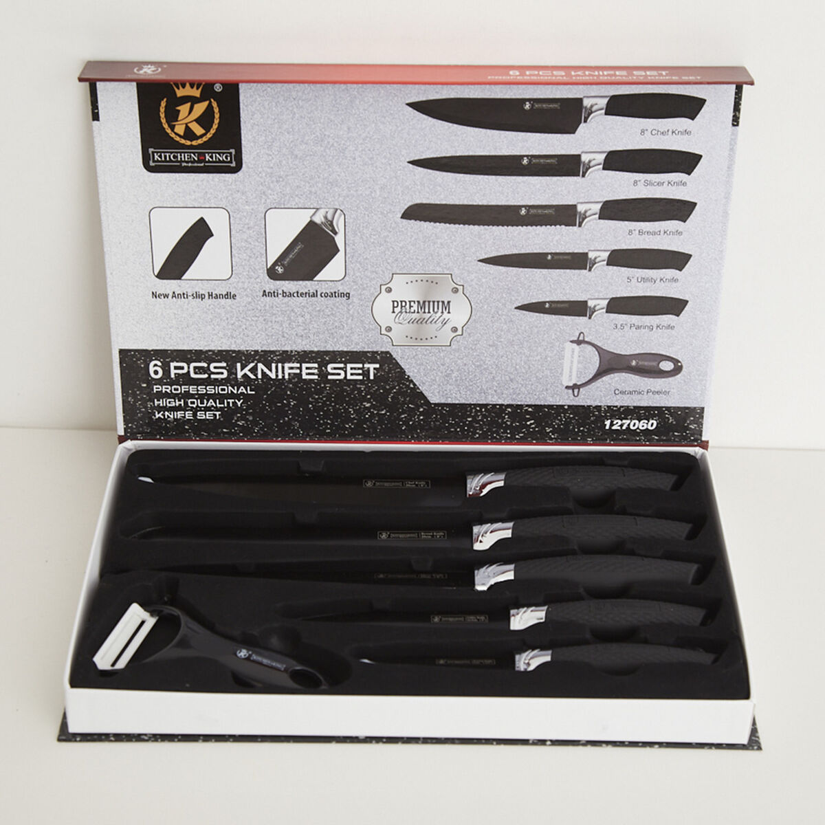 Set Cuchillos 5+1 Kitchen King Negro