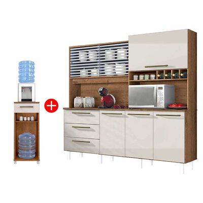 Imagen 1 del producto Combo Mueble Auxiliar Casanova Clean 1 Cajón 1 Puerta + Mueble de Cocina Mega 3 Cajones 6 Puertas