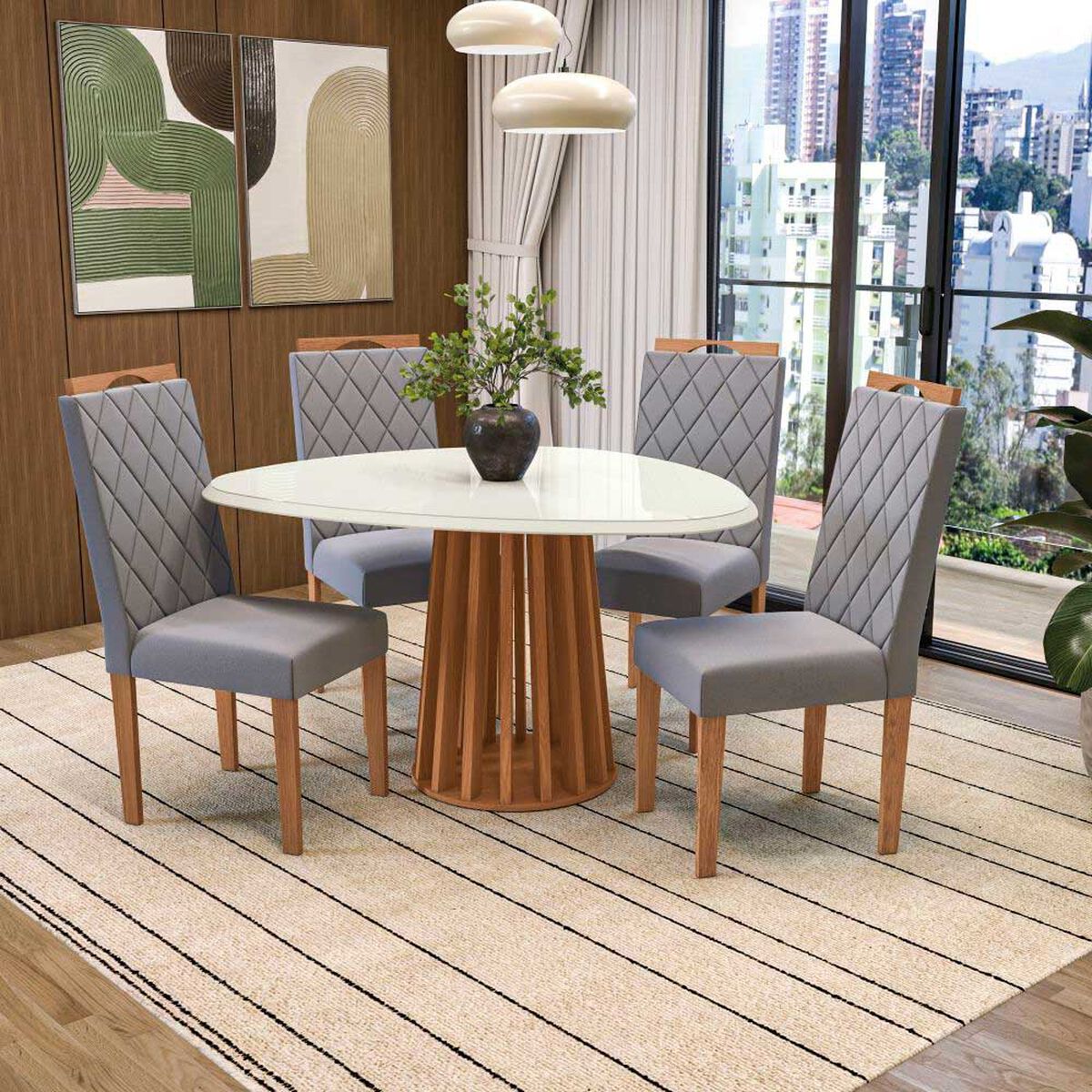 Juego de Comedor Roca Toledo 4 Sillas Ceniza