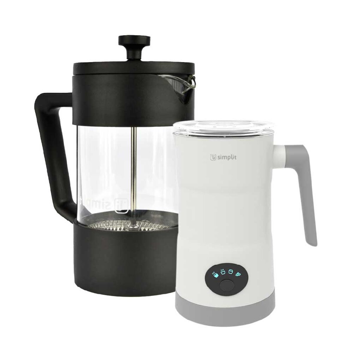 Pack Cafetera Francesa + Espumador 4 en 1 Simplit Negro Blanco