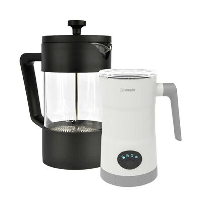 Pack Cafetera Francesa + Espumador 4 en 1 Simplit Negro Blanco