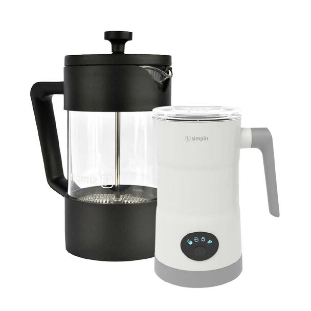 Pack Cafetera Francesa + Espumador 4 en 1 Simplit Negro Blanco