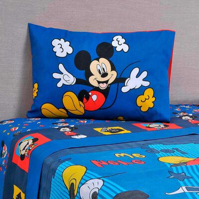 Juego de S&aacute;banas Infantil Estampado Disney 1,5 Plazas Mickey Movie