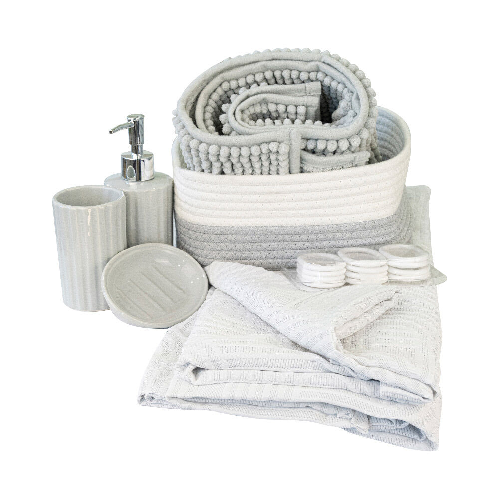Set de Baño Doral Lucia 18 Piezas Gris