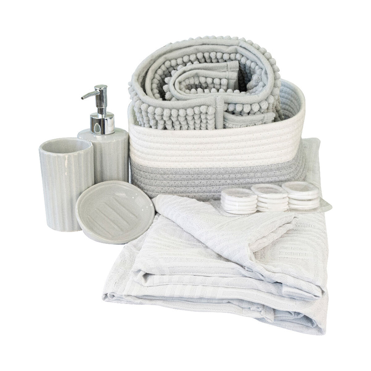 Set de Ba&ntilde;o Doral Lucia 18 Piezas Gris