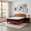 Cama Europea Latam Home 2 Plazas New Top Tela Velvet Burdeo + Maderas Atlas