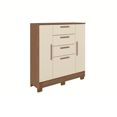 Cómoda Altavision Pinhais 4 Cajones 2 Puertas Café Blanco