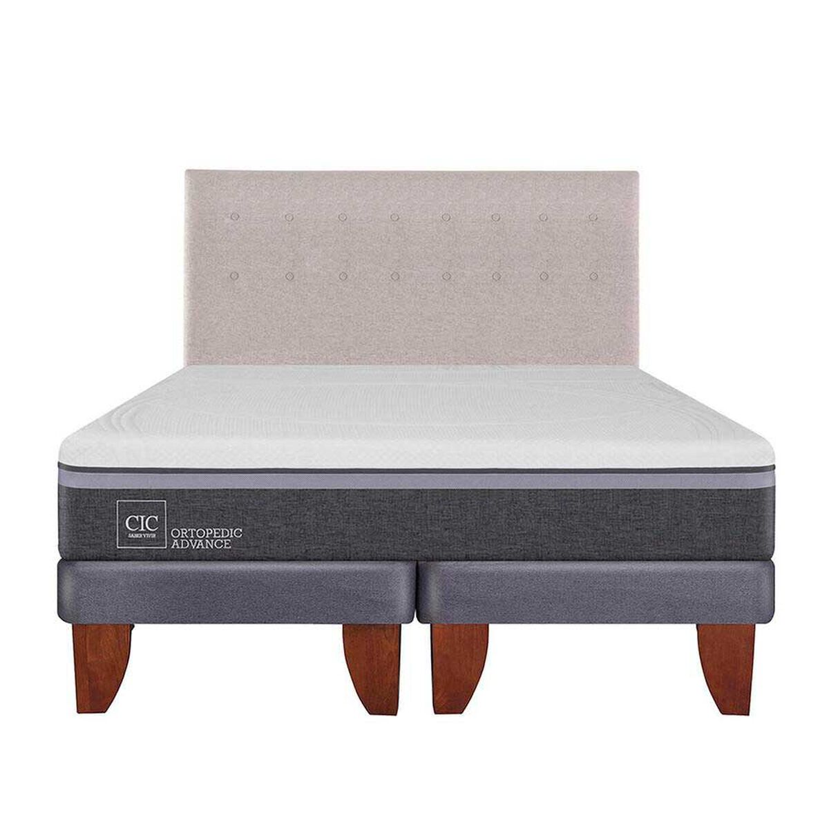 Cama Europea CIC Base Dividida King Ortopedic Advance + Respaldo Tigris