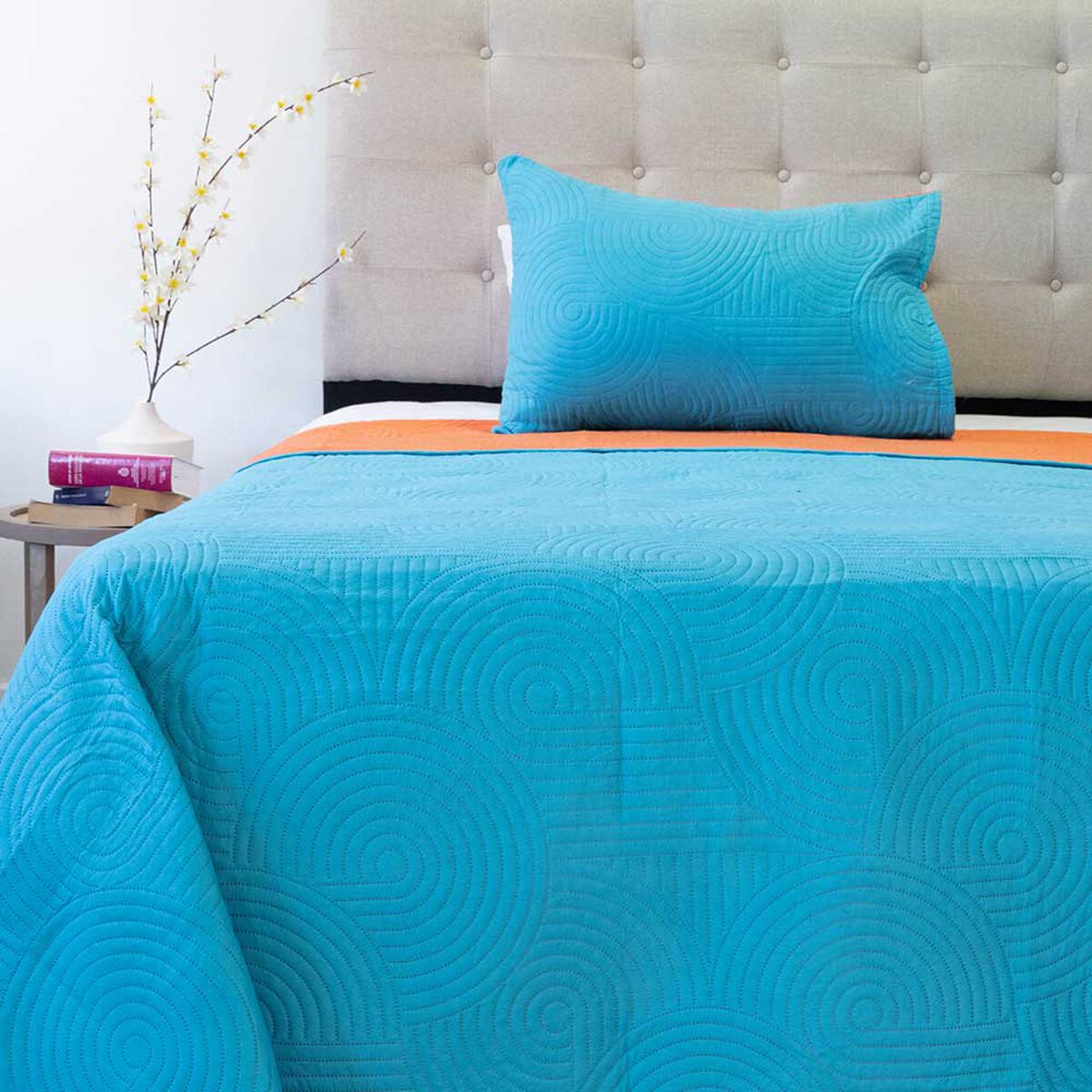 Quilt Doral 1,5 Plazas Calipso Naranjo Origins