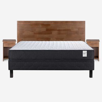 Imagen 2 del producto Cama Europea Rosen 2 Plazas Wave + Respaldo Tabor Caramelo + 2 Veladores