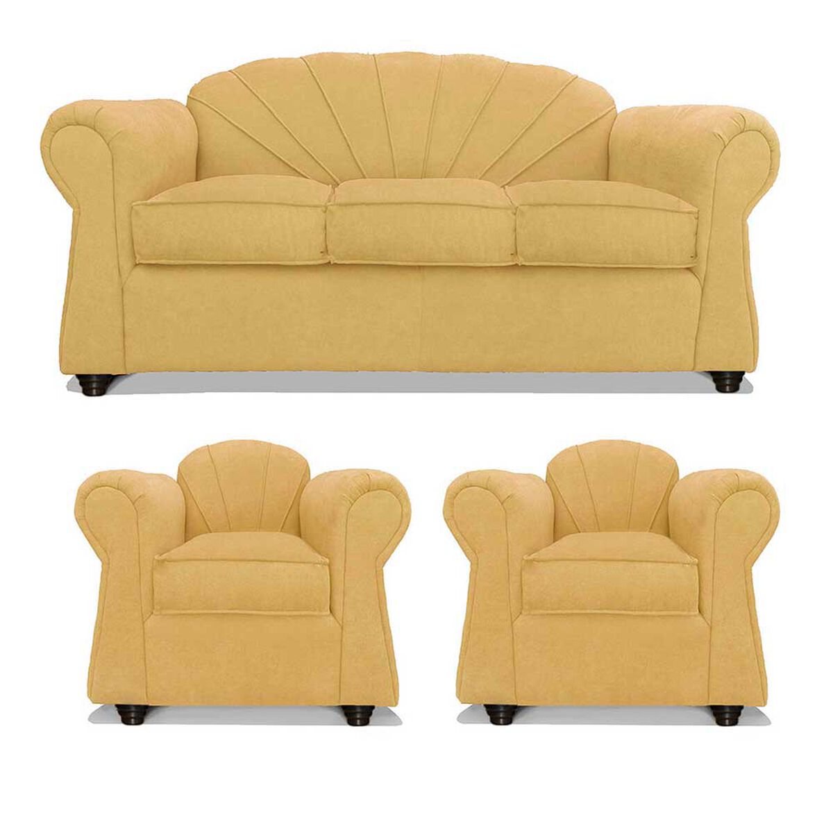 Juego de Living Elegant Detail Marsella Sofá 3 Cuerpos + Dos Sillones 1 Cuerpo Beige