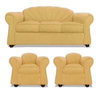 Juego de Living Elegant Detail Marsella Sofá 3 Cuerpos + Dos Sillones 1 Cuerpo Beige