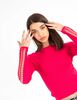 Sweater Liso Mangas Y Espalda Tejida Cuello Redondo Mujer Icono