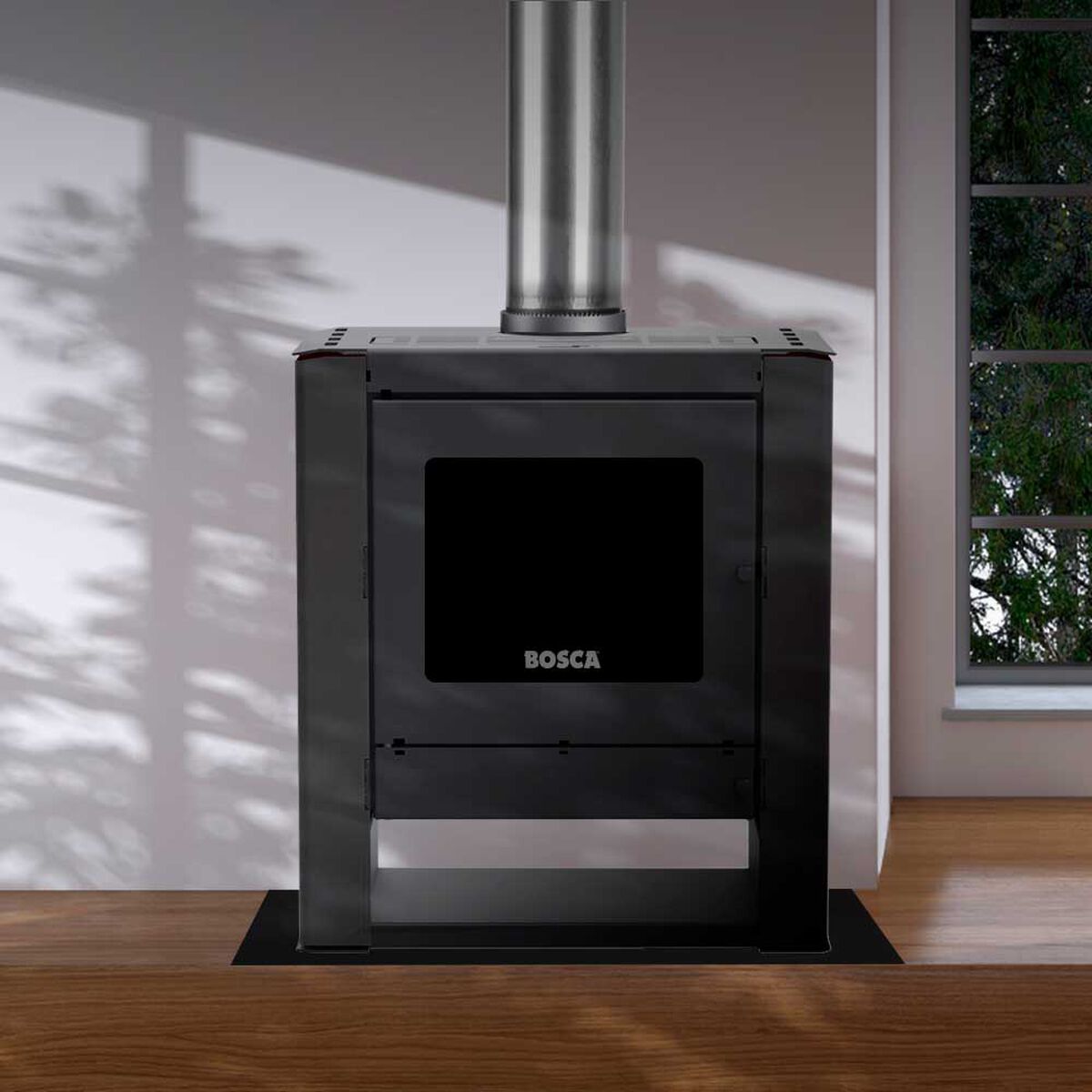 Calefactor Bosca a Le&ntilde;a Gold 500 Charcoal Black Vision CERT.