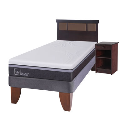 Imagen 2 del producto Cama Europea CIC 1,5 Plazas Ortopedic Advance + Respaldo + Velador Dublin Chocolate