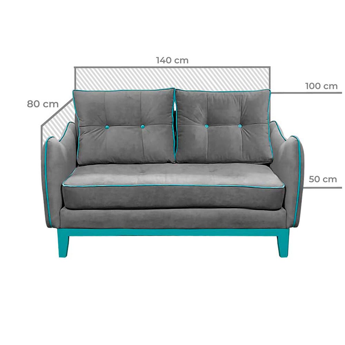 Sofá Living Factory Vintage 2 Cuerpos Gris