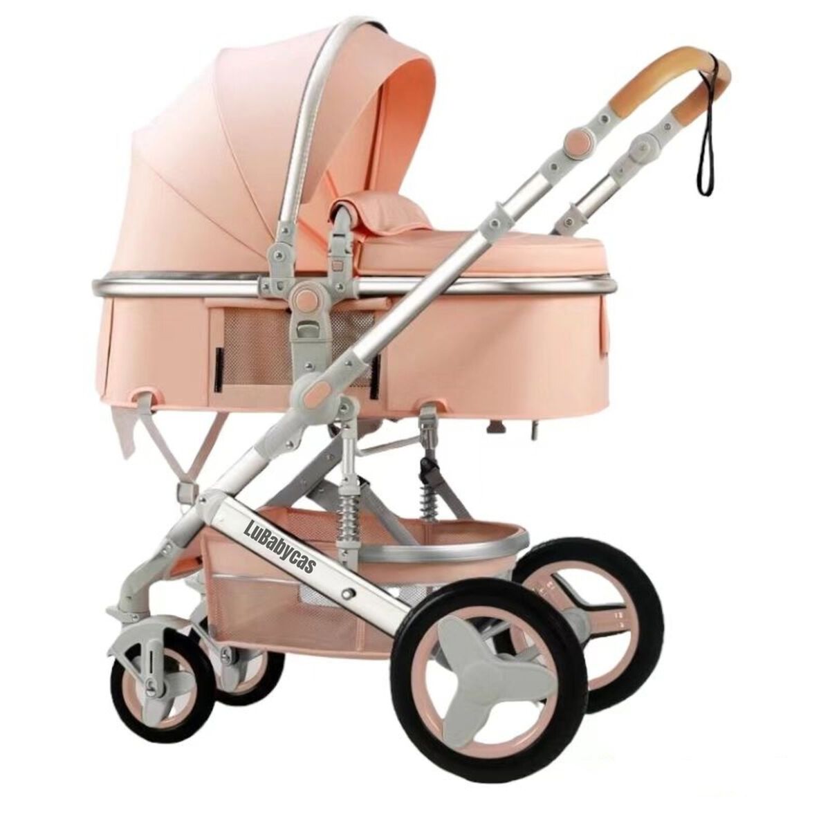 Coche Cuna Moisés con Accesorios Lubabycas Rosado