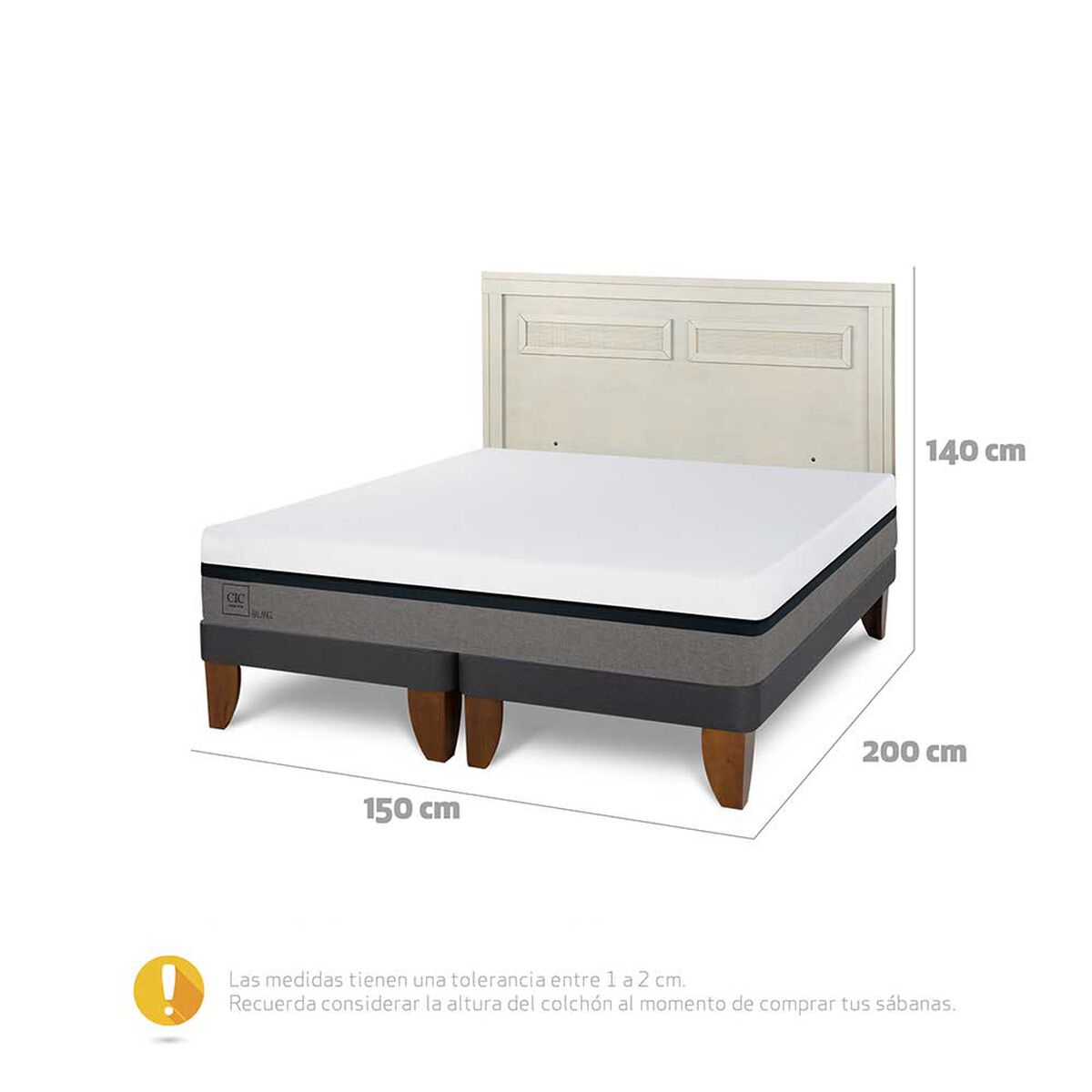 Cama Europea CIC Base Dividida 2 Plazas Balance + Respaldo Milan Alpino