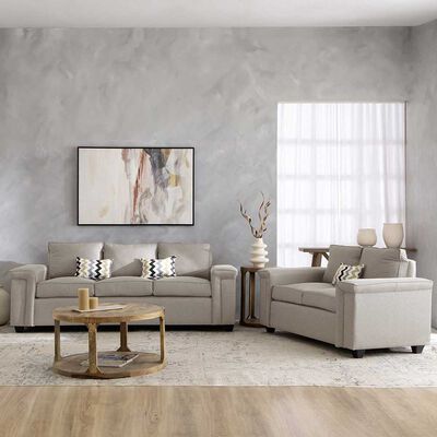 Juegos de Living Mons Sicilia Sofá 3 Cuerpos + Sofá 2 Cuerpos Beige