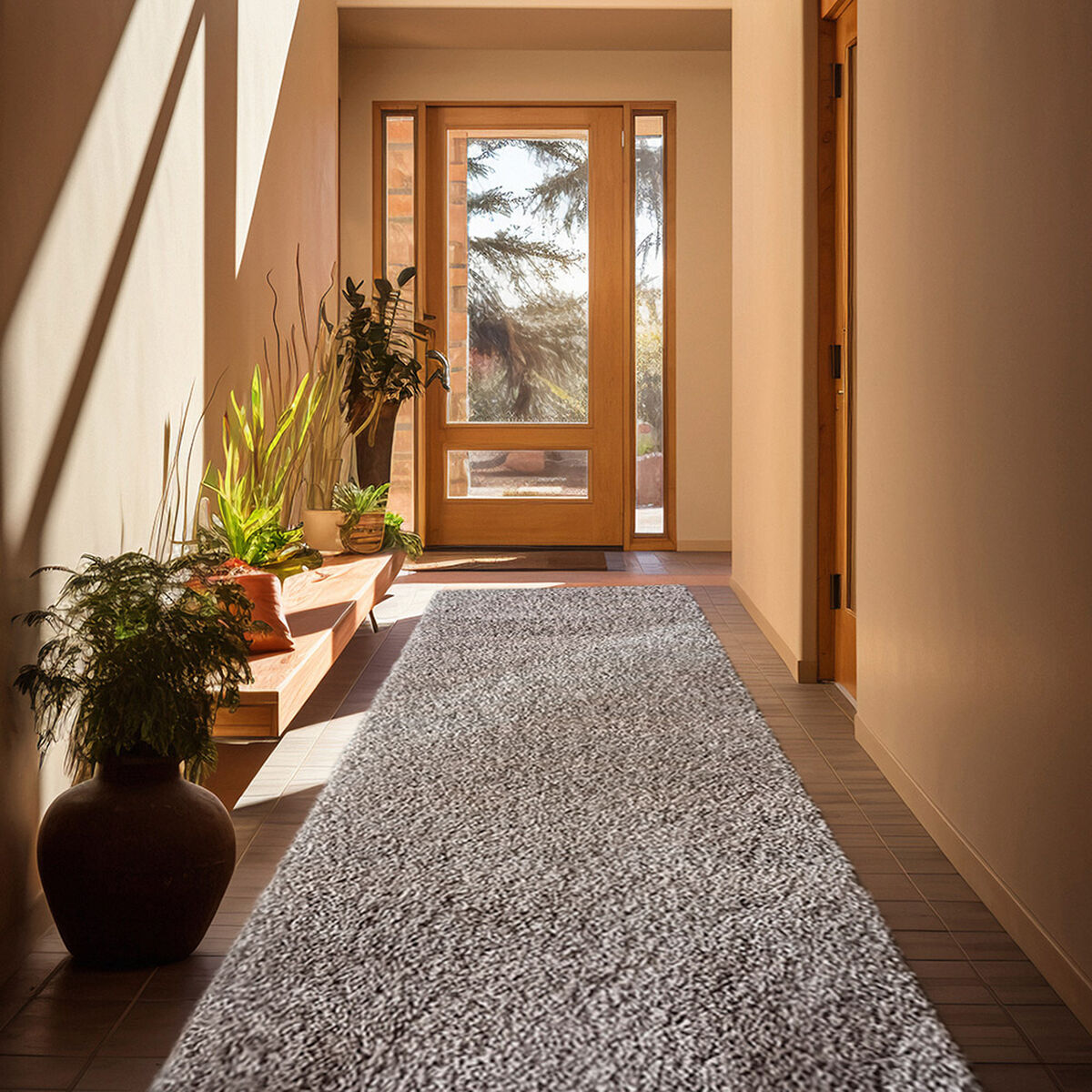 Alfombra Idetex Shaggy Guiza 70x200 cm Gris