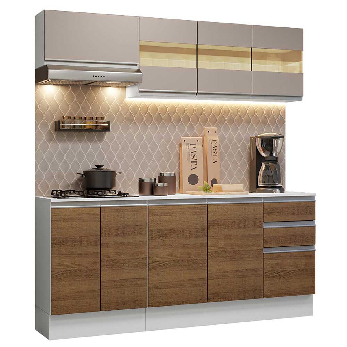 Mueble de Cocina Vekkahome Súper Smart 2 Cajones 9 Puertas Café