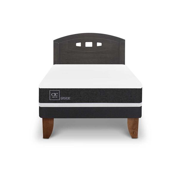Cama Europea CIC Base Normal 1,5 Plazas Ortopedic + Respaldo Gales
