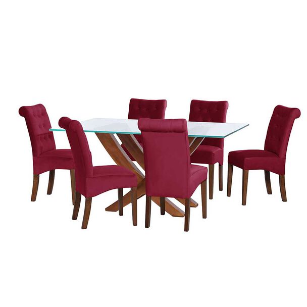 Juego de Comedor Latam Home Alicante 6 Sillas Burdeo