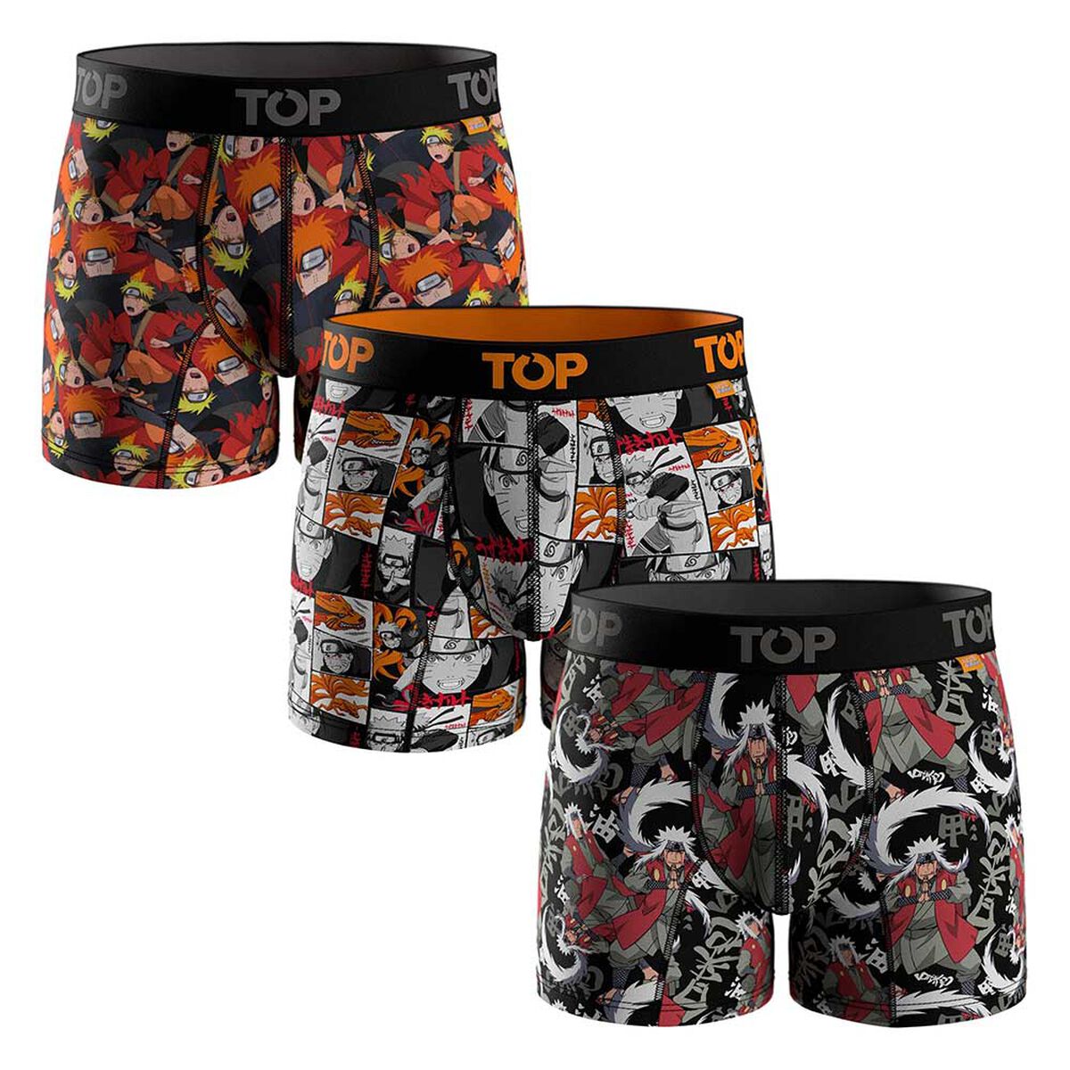 Pack 3 Bóxer Medio Microfibra Naruto Shippuden Hombre Top