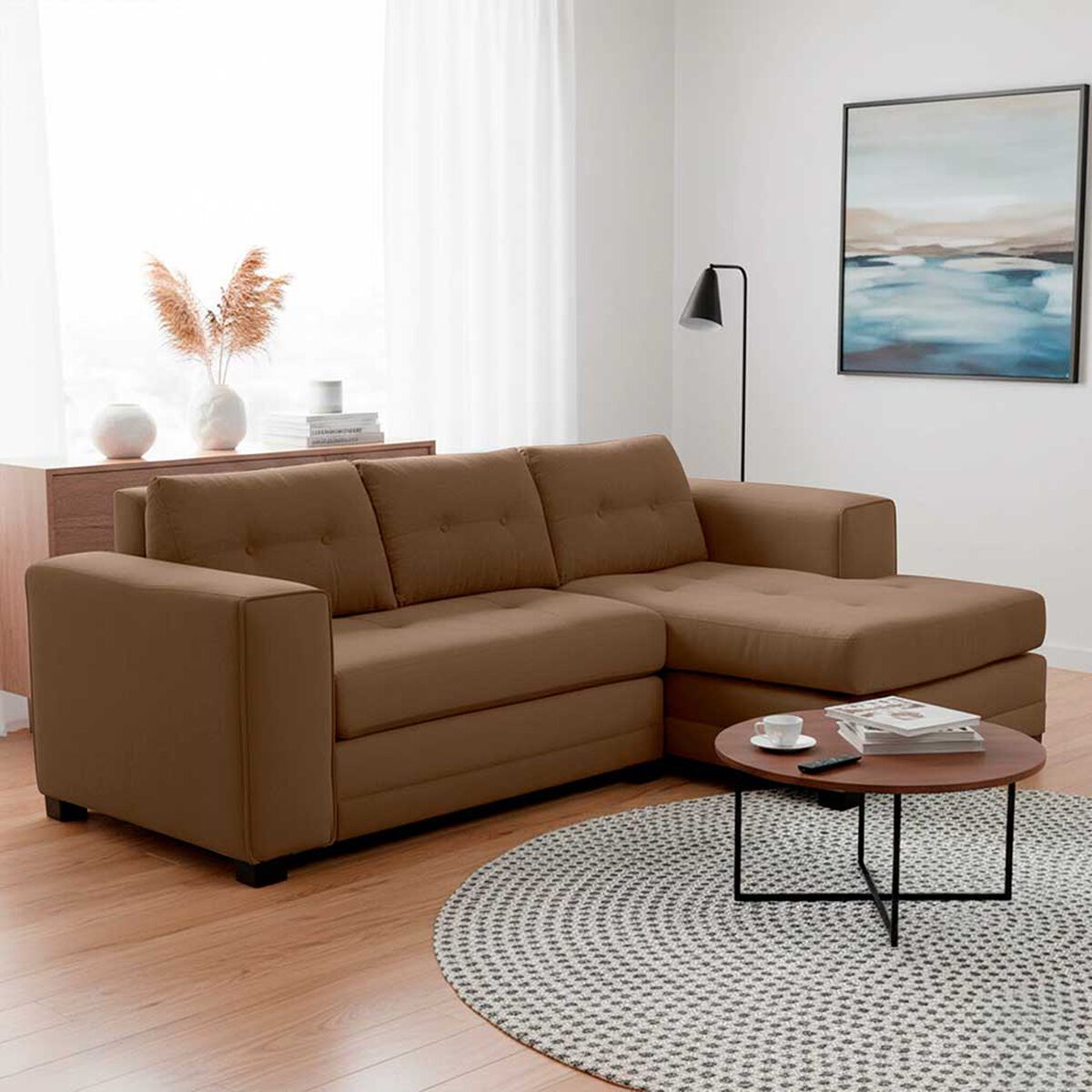 Sof&aacute; Seccional Derecho Living Factory Roma 3 Cuerpos Chocolate