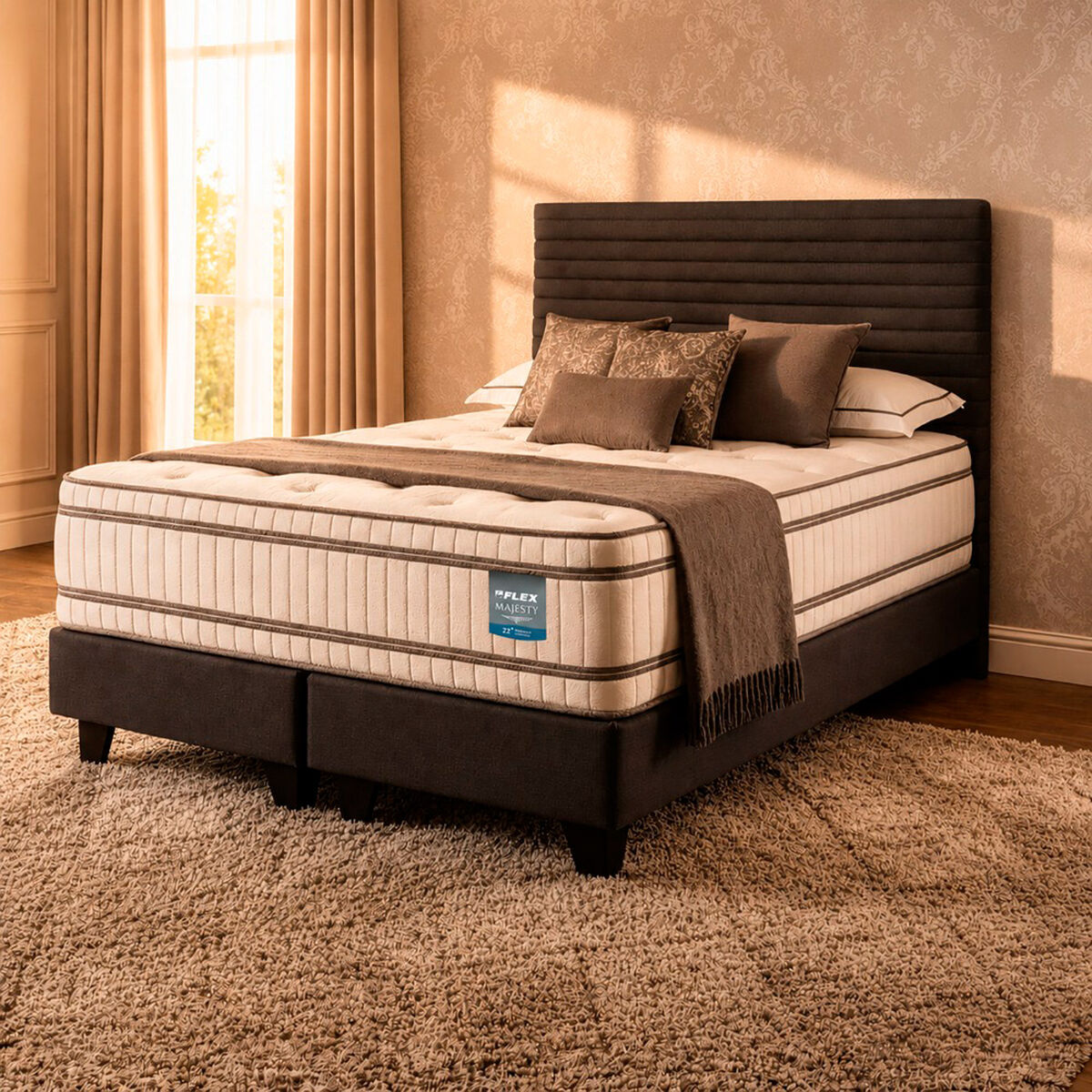 Cama Europea Flex King Majesty + 1 Respaldo