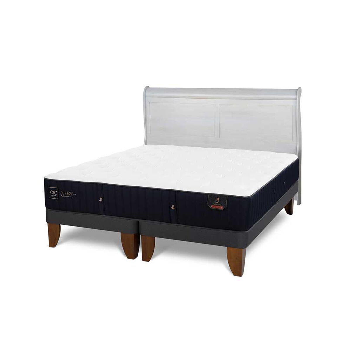 Cama Europea CIC Base Dividida King Premium + Respaldo Miro Alpino