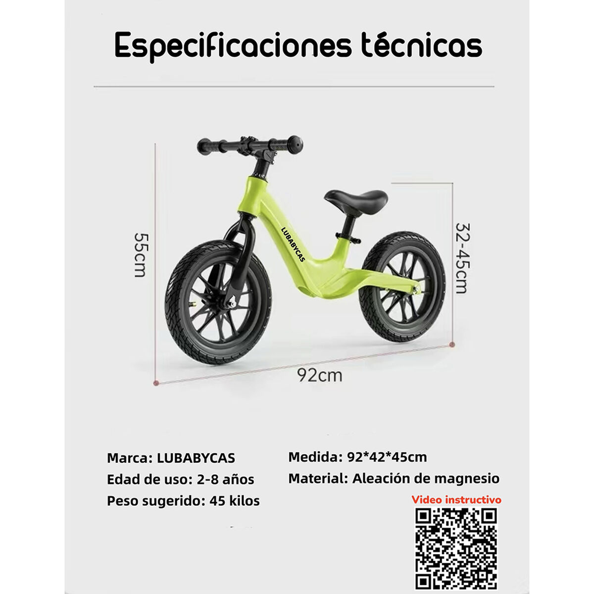 Bicicleta de Equilibrio Aprendizaje 2-8años Lubabycas Rosada