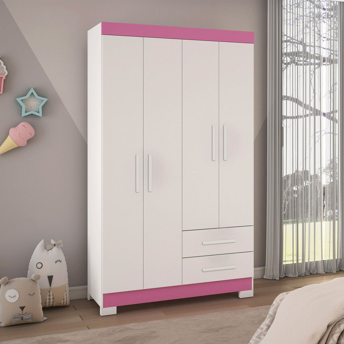 Closet Home Mobili Lucca 4 Puertas 2 Cajones Blanco