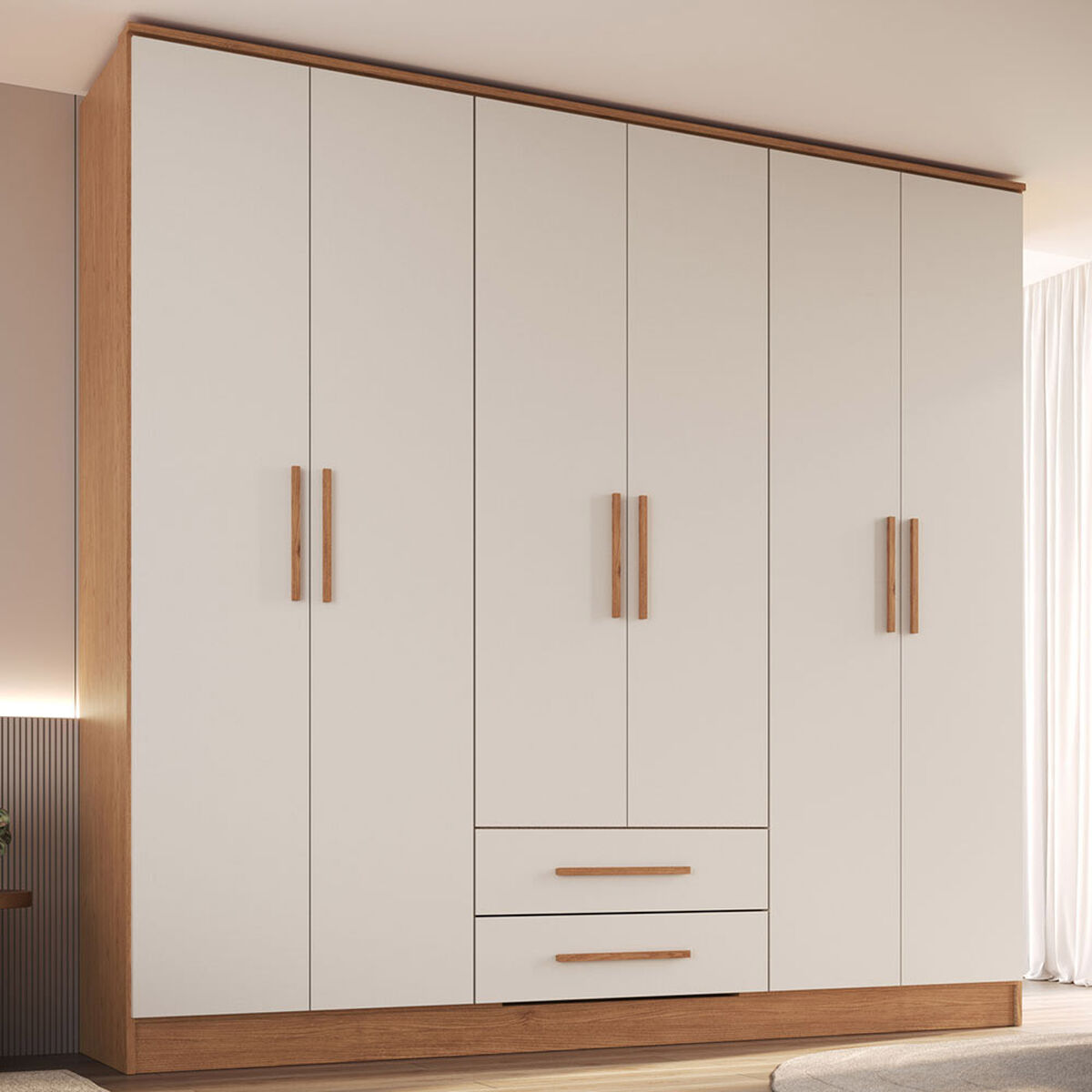Closet Vekkahome Americano 6 Puertas 2 Cajones Beige