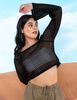 Sweater Tejido Crop Manga Campana Mujer Icono