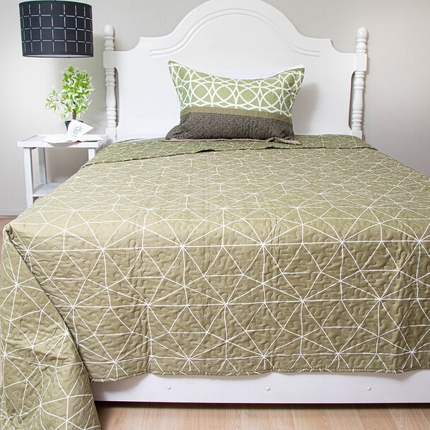 Quilt Doral 1,5 Plazas Patchwork Verde
