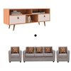 Rack Almore Alemania Freijoy ff White y Gris Hasta 55" + Juego de Living 3-1-1