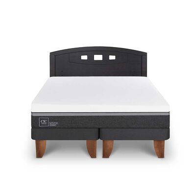 Cama Europea CIC Base Dividida 2 Plazas Ortopedic Advance + Respaldo Gales Negro