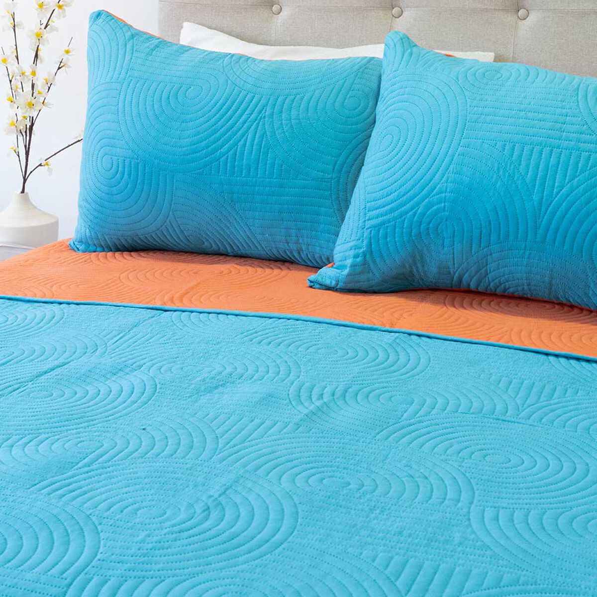 Quilt Doral 2 Plazas Calipso Naranjo Origins