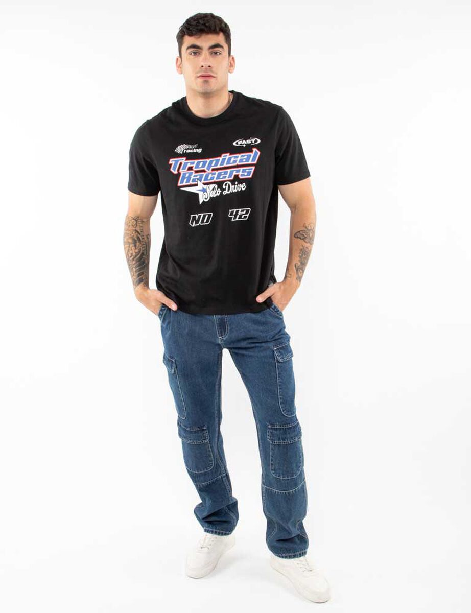 Polera Con Estampado Manga Corta Hombre Icono