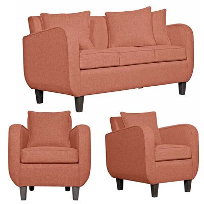 Imagen 1 del producto Juego de Living Ruzam Mobel Cronos Sofá 3 Cuerpos + Dos Sillones 1 Cuerpo Lino Terracota