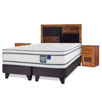 Cama Europea Flex 2 Plazas Majesty + 1 Respaldo + 2 Veladores