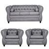Juego de Living Ruzam Mobel Chesterfield Sof&aacute; 3 Cuerpos + Dos Sillones 1 Cuerpo PU Gris