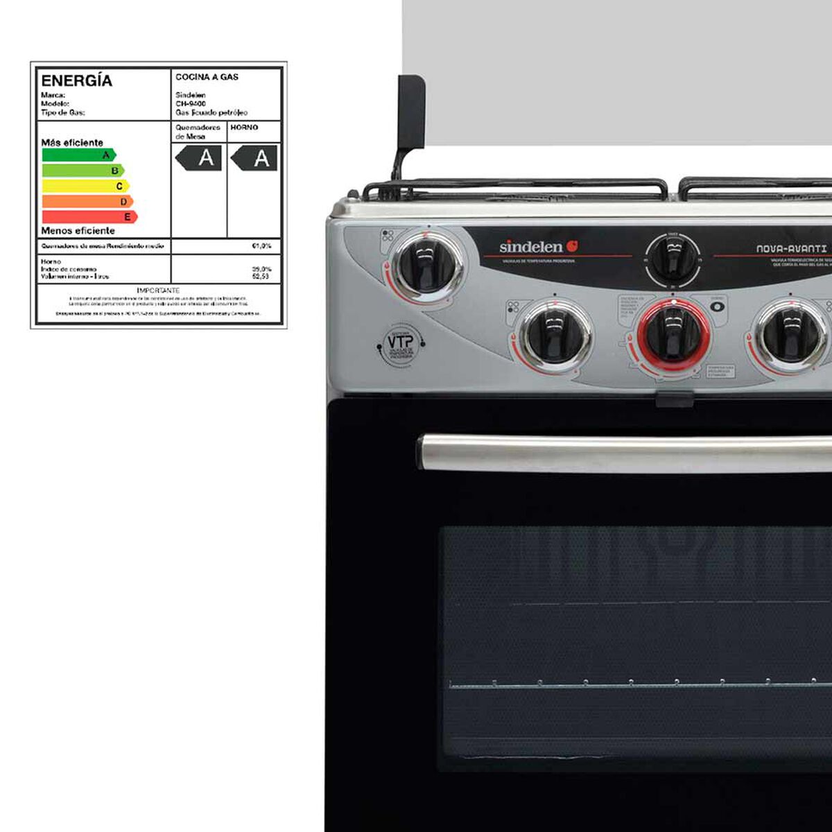 Cocina a Gas Sindelen CH 9400 Nova 4 Quemadores