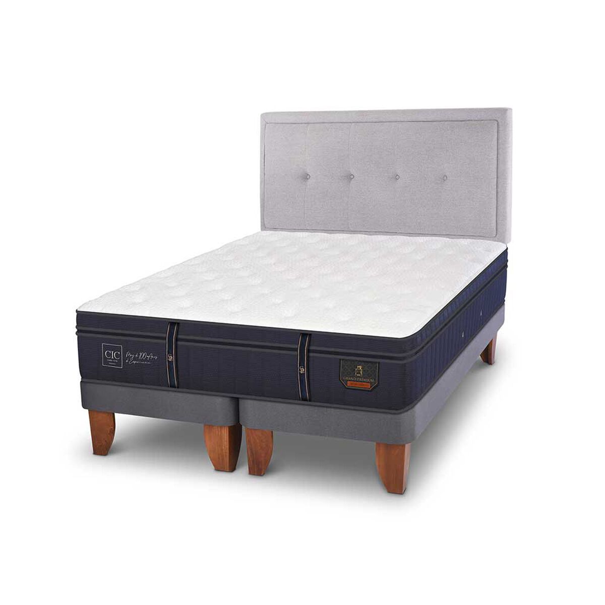 Cama Europea CIC Base Dividida 2 Plazas Gran Premium + Respaldo Ganges