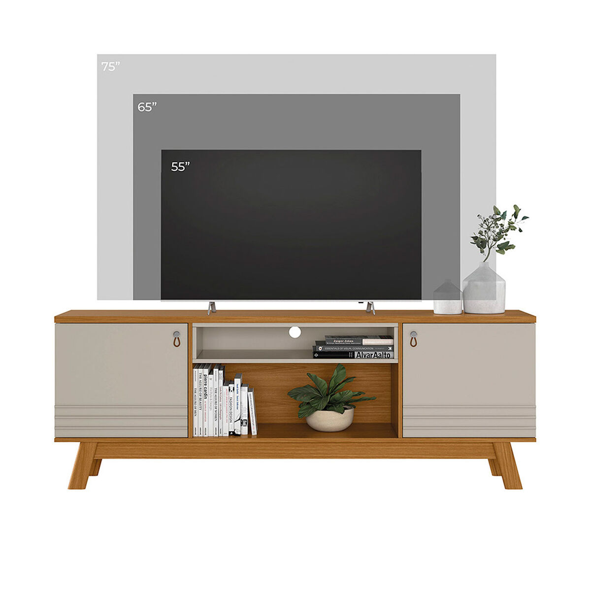 Rack TV Di Poretti Design Colorado Hasta 75" Caf&eacute; Claro
